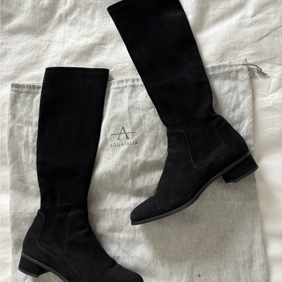 Aquatalia Lina weatherproof Black Over the Knee Suede Boots - Picture 4 of 5
